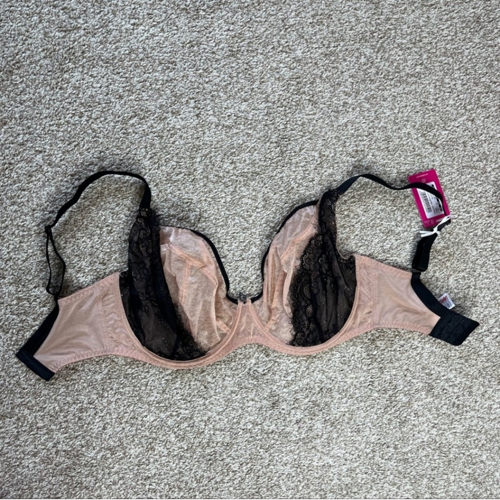 Curvy Kate Lifestyle Lace Plunge Bra Latte Black UK 32H US 32K NWT